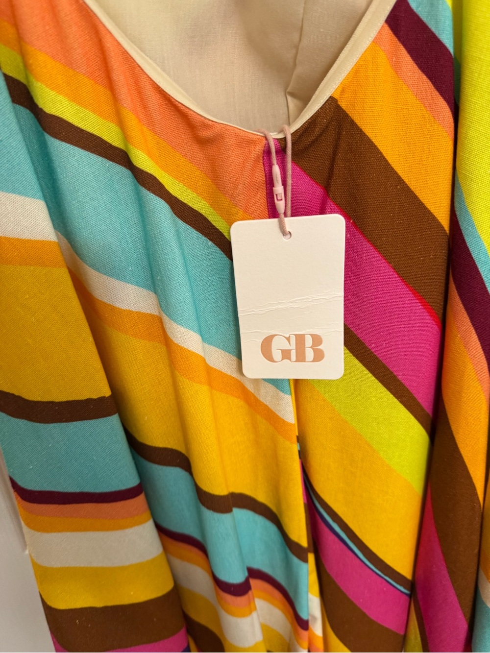 Gianni Bini Multicolor Striped Dress - Turquoise, Yellow, Pink, Brown - Picture 2 of 2